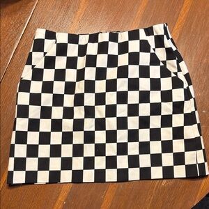 Zara Black and White Checkered Mini Skirt